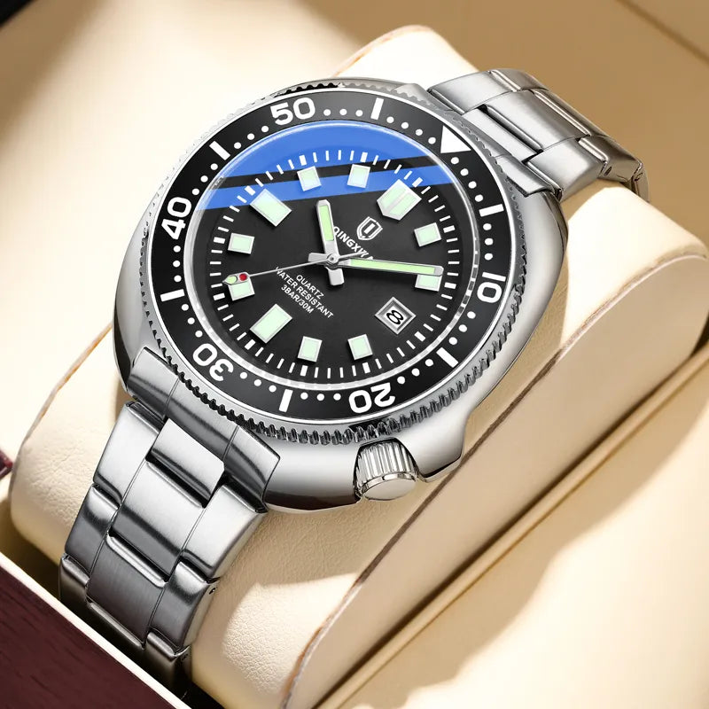 Brand New Fashion Design Quartz Watch for Men Stainless Steel Waterproof Luminous Date Mens Watches Relogio Masculino