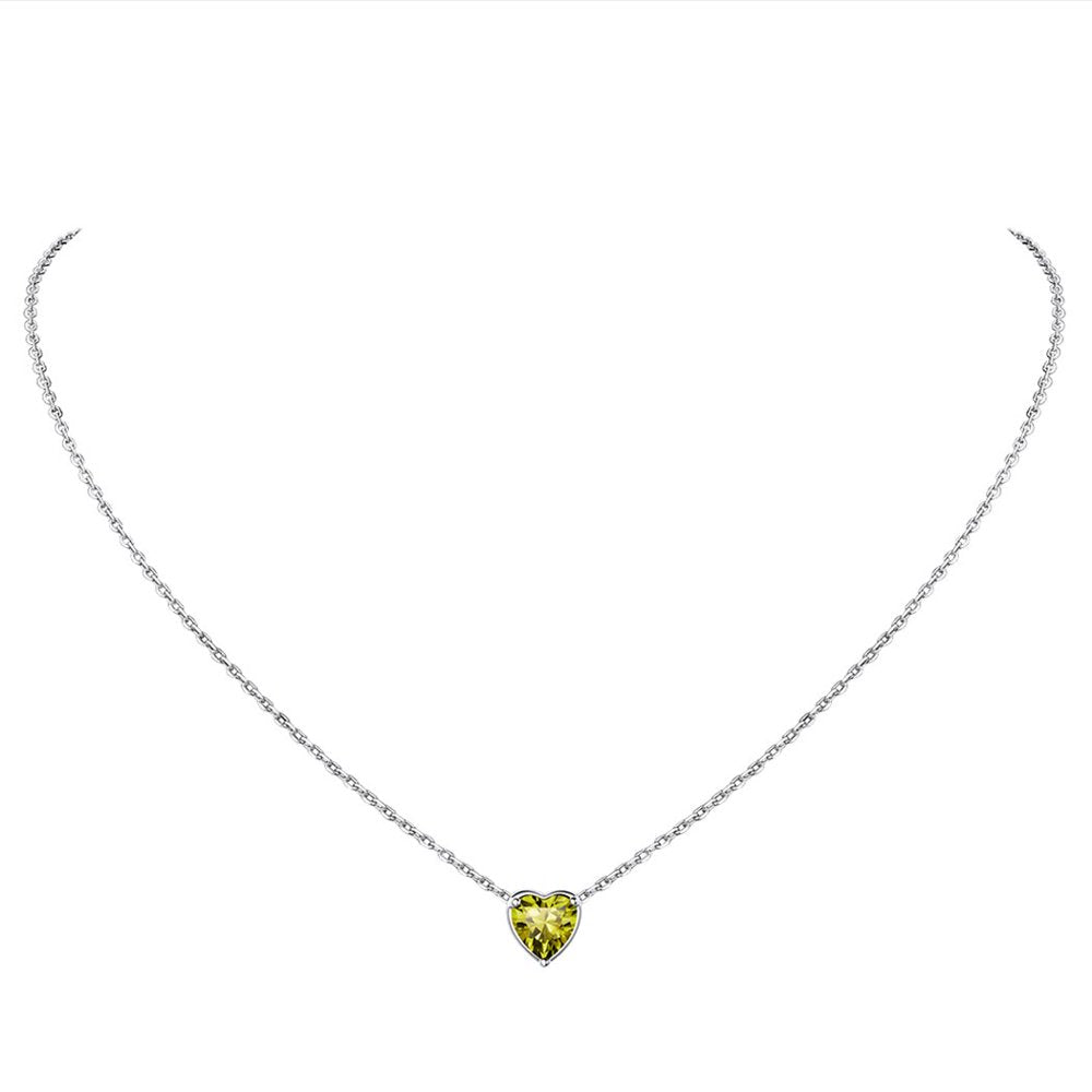 Women 925 Sterling Silver Birthstone Love Heart Necklace, Birthday Valentines Gift