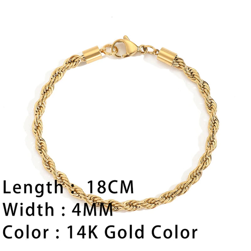 Classic Snake Chain Bracelets for Women Trend Gold Plated Stainless Steel Cuban Chain Bracelet Trendy Woman Gifts Jewelry