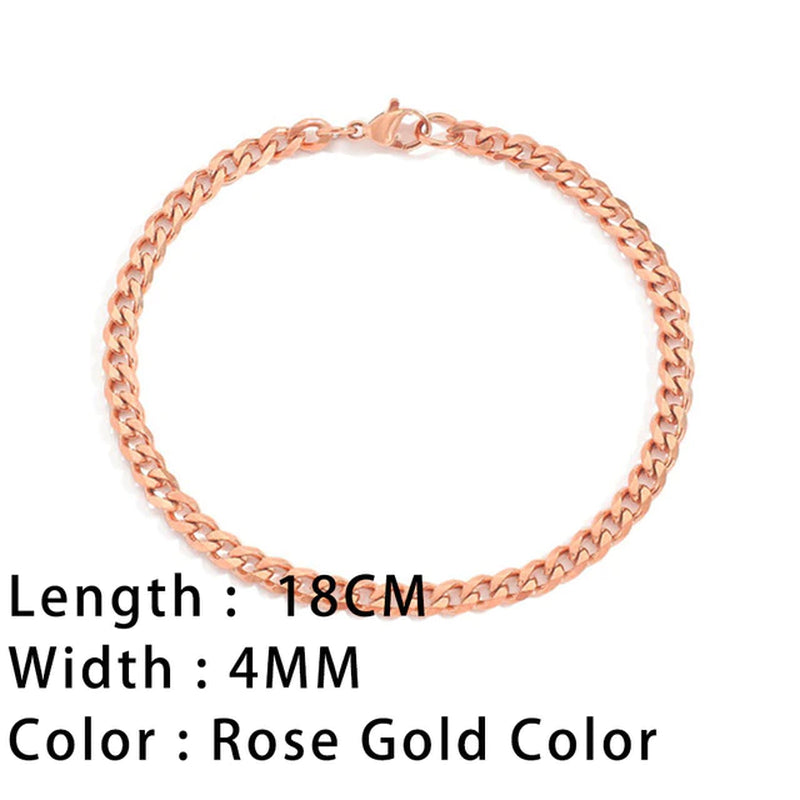 Classic Snake Chain Bracelets for Women Trend Gold Plated Stainless Steel Cuban Chain Bracelet Trendy Woman Gifts Jewelry