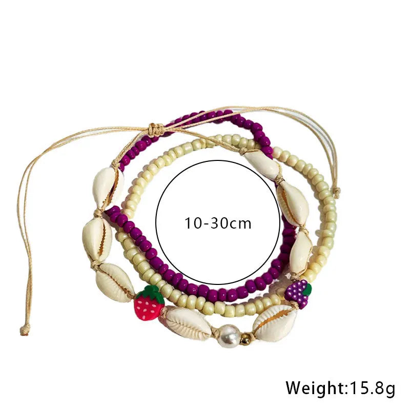 Bohemian Colorful Beads Anklet Set Starfish Shell Pendant Women Boho Shell Charm Ankle Bracelet Beach Handmade Fashion Jewelry