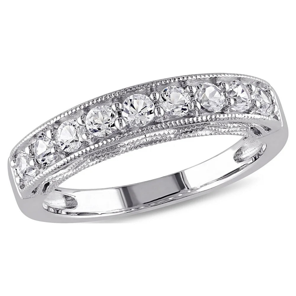 Women'S 4/5 Carat T.G.W. Created White Sapphire Sterling Silver Semi-Eternity Anniversary Ring