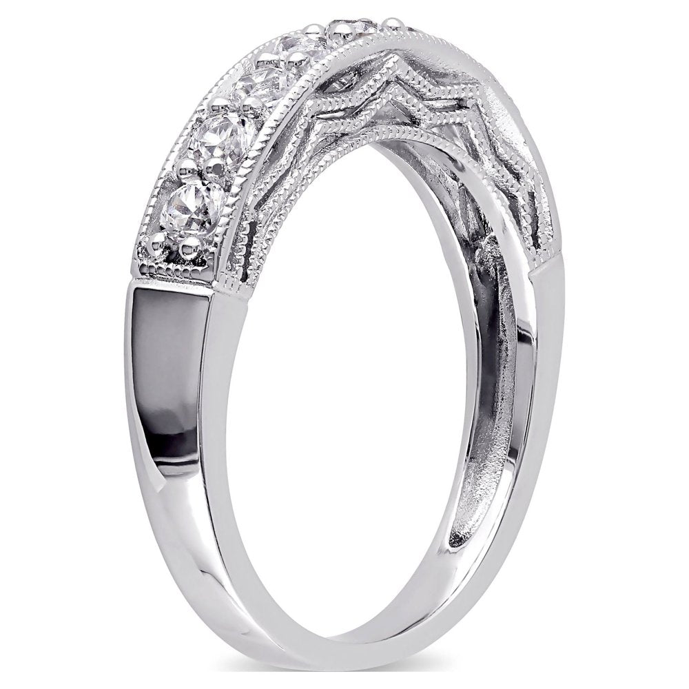 Women'S 4/5 Carat T.G.W. Created White Sapphire Sterling Silver Semi-Eternity Anniversary Ring