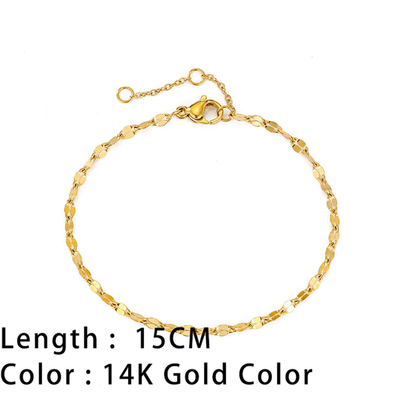 Classic Snake Chain Bracelets for Women Trend Gold Plated Stainless Steel Cuban Chain Bracelet Trendy Woman Gifts Jewelry