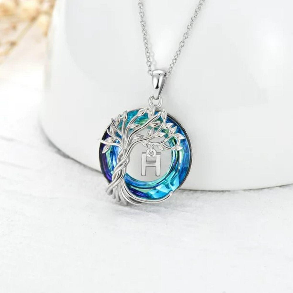 Rose Gift Box Tree of Life Necklace for Women with Initial A-Z Letter Necklace Jewelry Christmas Birthday Gifts