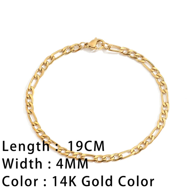 Classic Snake Chain Bracelets for Women Trend Gold Plated Stainless Steel Cuban Chain Bracelet Trendy Woman Gifts Jewelry