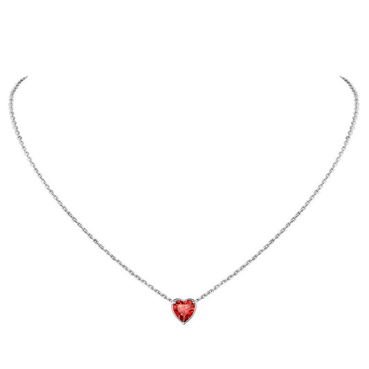 Women 925 Sterling Silver Birthstone Love Heart Necklace, Birthday Valentines Gift