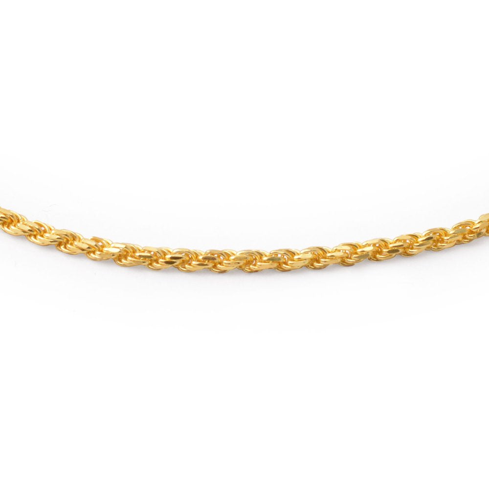 Yellow 14K Gold Plated .925 Sterling Silver 9 Inch Cable Rope Chain Anklet