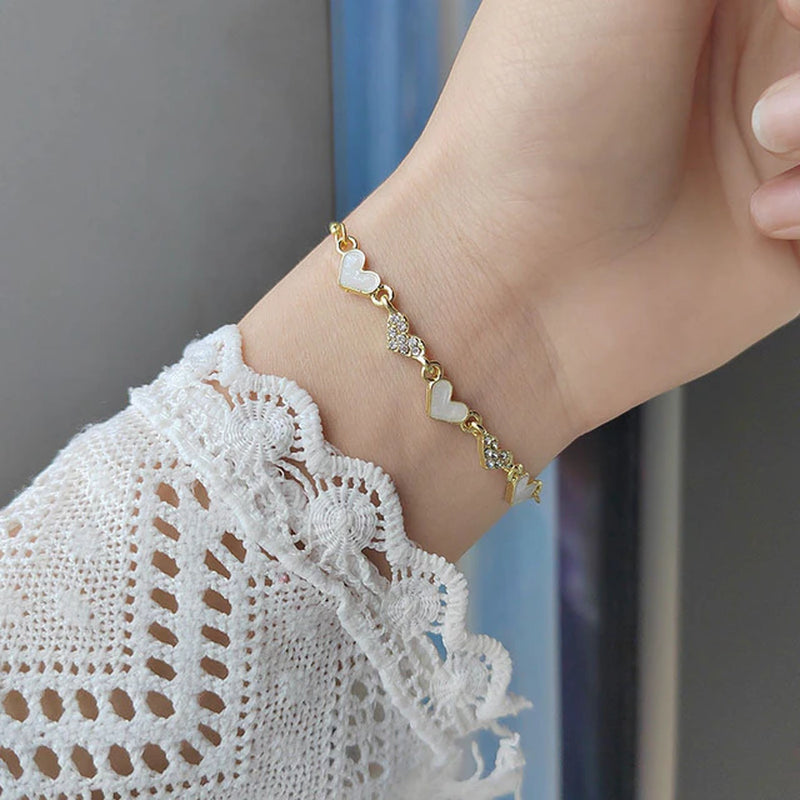 Elegant Inlaid Rhinestone Korean Bracelets Gold Colour Flower Charm Bracelet for Women Fashion Jewelry Accessories Party Gifts