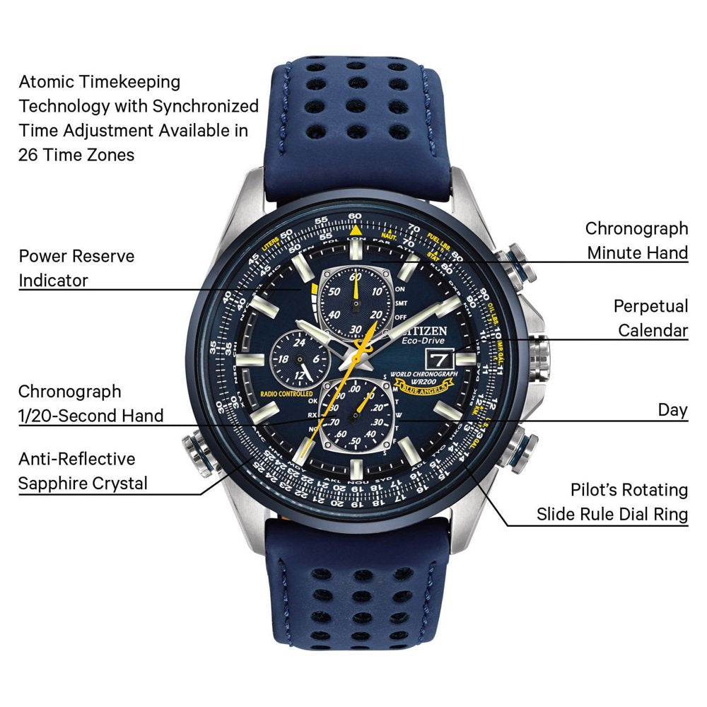 Eco Drive Blue Angels World Chronograph Men'S Watch AT8020-03L