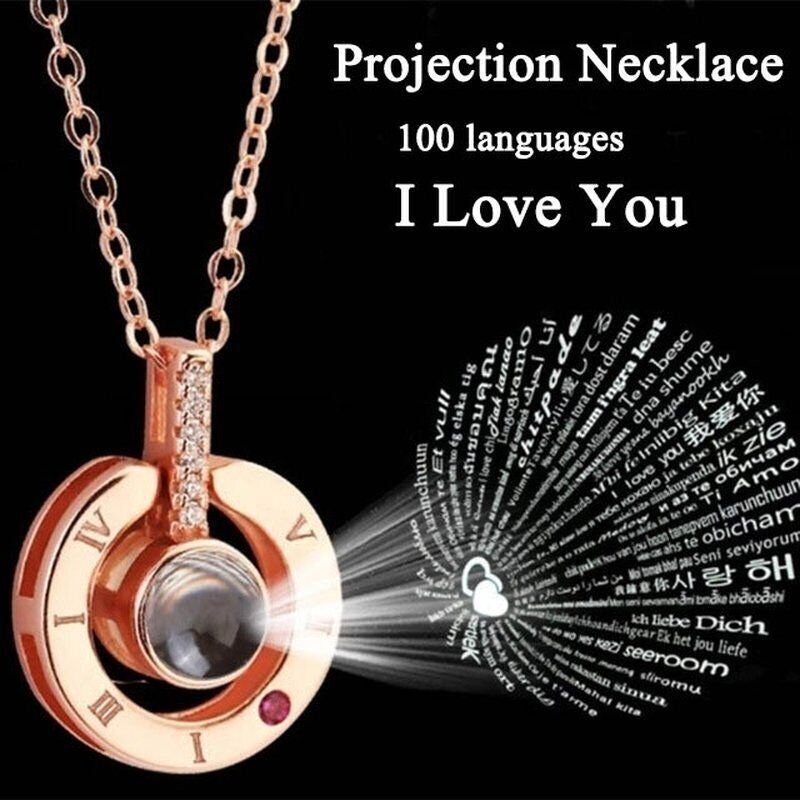 I LOVE YOU in 100 Languages Pendant Necklace Romantic Day Valentine'S Day Gifts