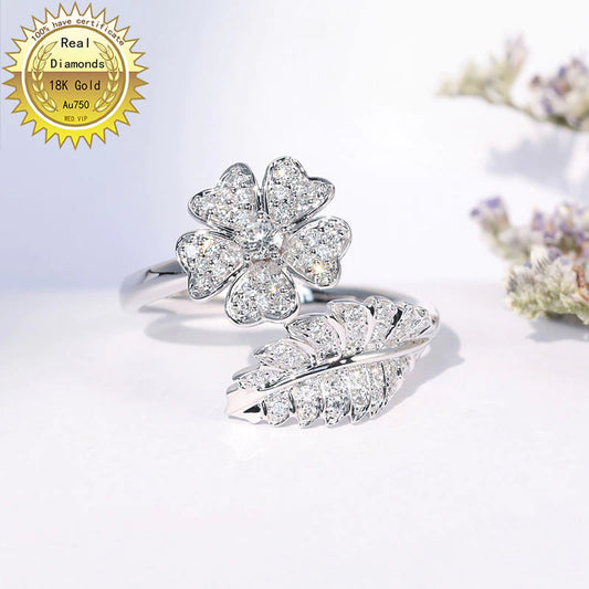 18K White Gold Diamond Ring Engagement&Wedding Natural Real Diamond Ring Jewellery Have Certificate 07