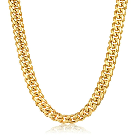 Gold Plated Stainless Steel 12Mm Curb Chain Necklace 26"