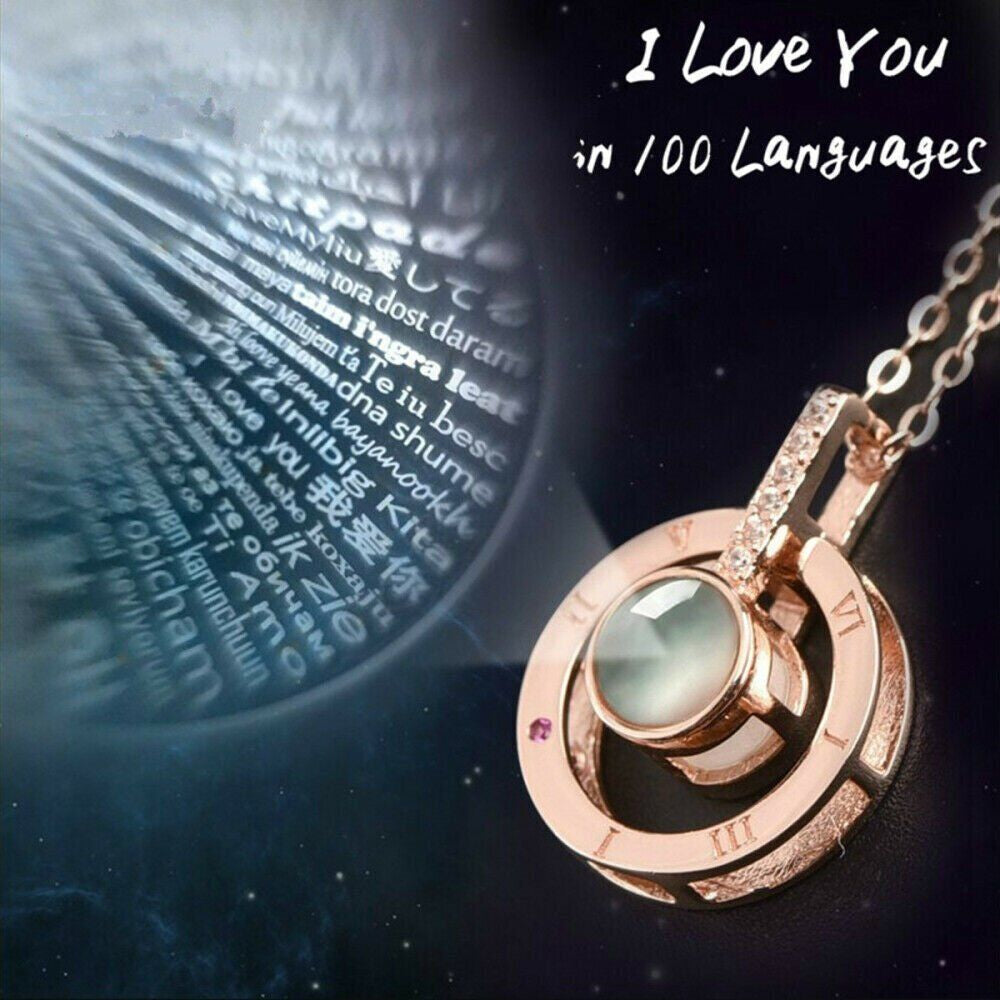 I LOVE YOU in 100 Languages Pendant Necklace Romantic Day Valentine'S Day Gifts