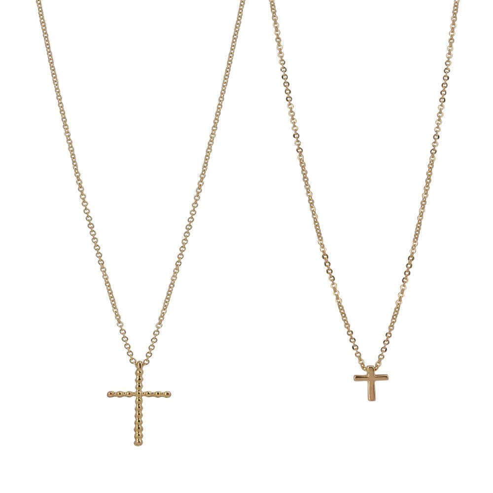 Women'S Gold Tone Cross 2-Row Pendant Necklace